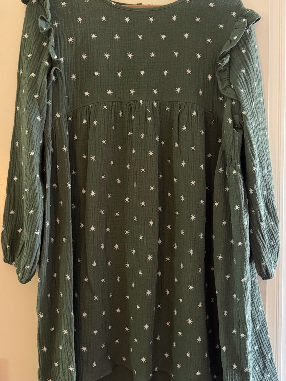 Rylee + Cru Olive Green Star-Print Long Sleeve Dress
